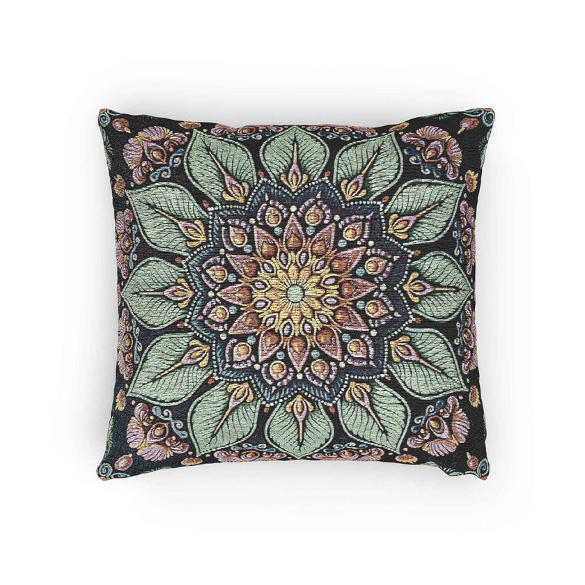 Mandala Floral Mosaic Woven Pillow | Boho Decorative Cushion Cover