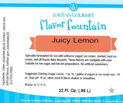 'REDUCED TO CLEAR' Juicy Lemon Flavor Fountain - 3 x 32 oz. - Ice Cream and Beverage Flavors - LorAnn Oils - Canadian Distribution