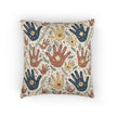 Woven Pillow — Boho Handprint Pattern Decorative Throw Pillow (Earth Tones)