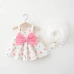Baby Girl Floral Princess Dress with Matching Hat – Cotton Suspender Sundress for Toddlers