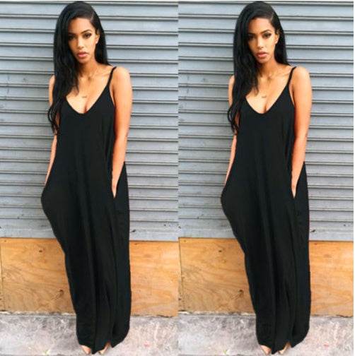 Plus size summer maxi dress beach vacation resort dress with pocket