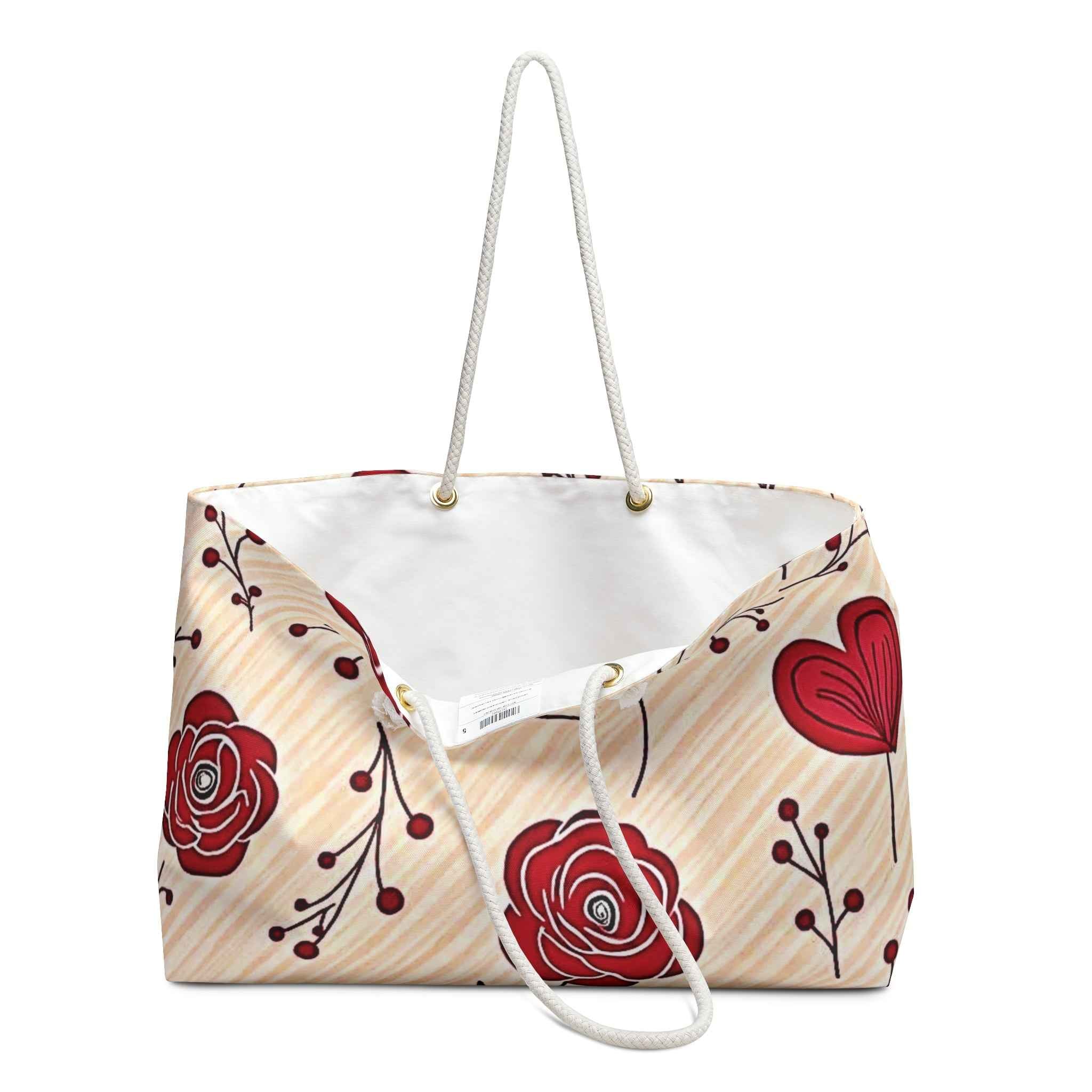 Floral Rose Pattern | Travel Weekender Tote | Heart Design | Busy Mom Carryon | Mother Gifts