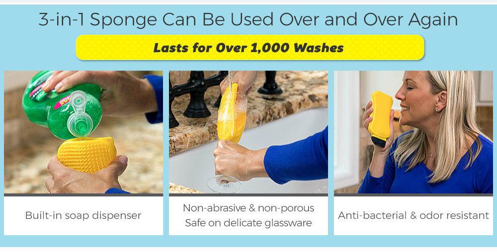3-in-1 Sponge Hero Kitchen Scrub, Scrapes and Squeegees