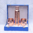 Premium Copper Water Bottle + 2 Moscow Mule Mug Set | Half-Hammered Ayurvedic Design | Handcrafted, Sustainable Luxury Gift