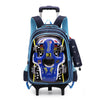 3D Car Trolley Waterproof Kids School Backpack with Wheels – Blue & Red