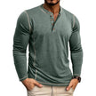 Mens Henley Long Sleeve – Slim Cotton Blend Casual Pullover