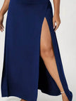 Women's High Waist Slit Solid Color Side Slit Maxi Skirt