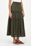 Women's Knit/Woven Combo Skirt