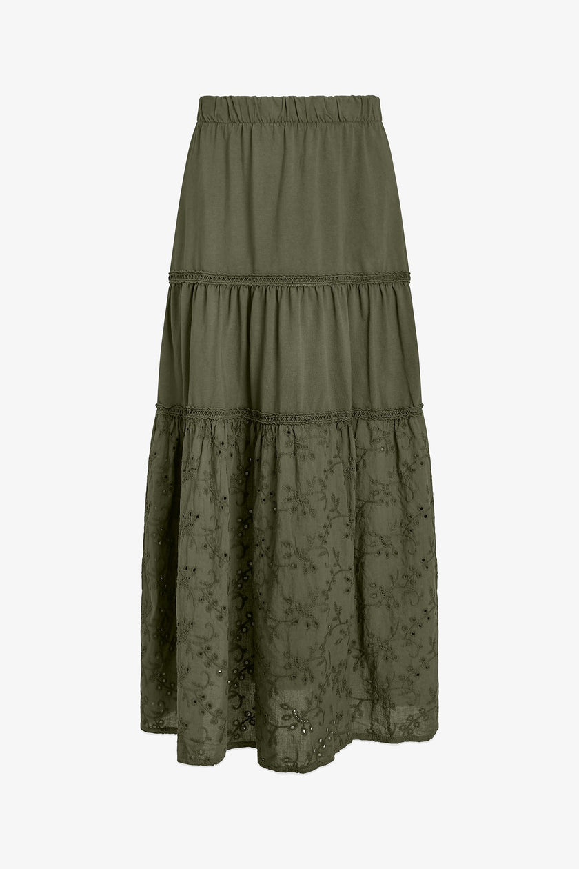 Women's Knit/Woven Combo Skirt