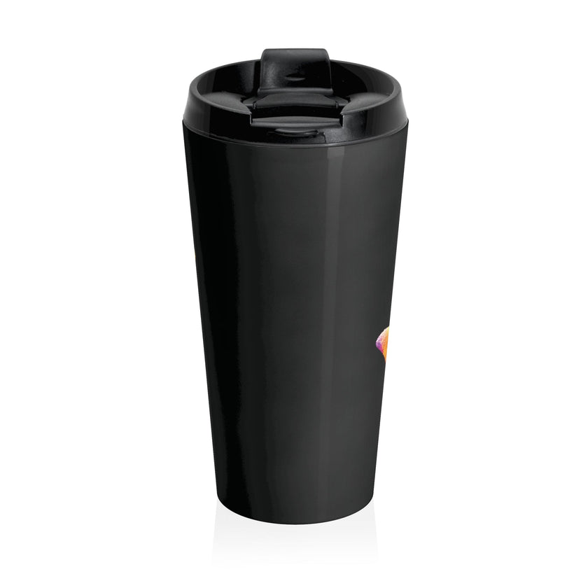 Travel Mug — Colorful Neon Paw Print Stainless Steel Tumbler