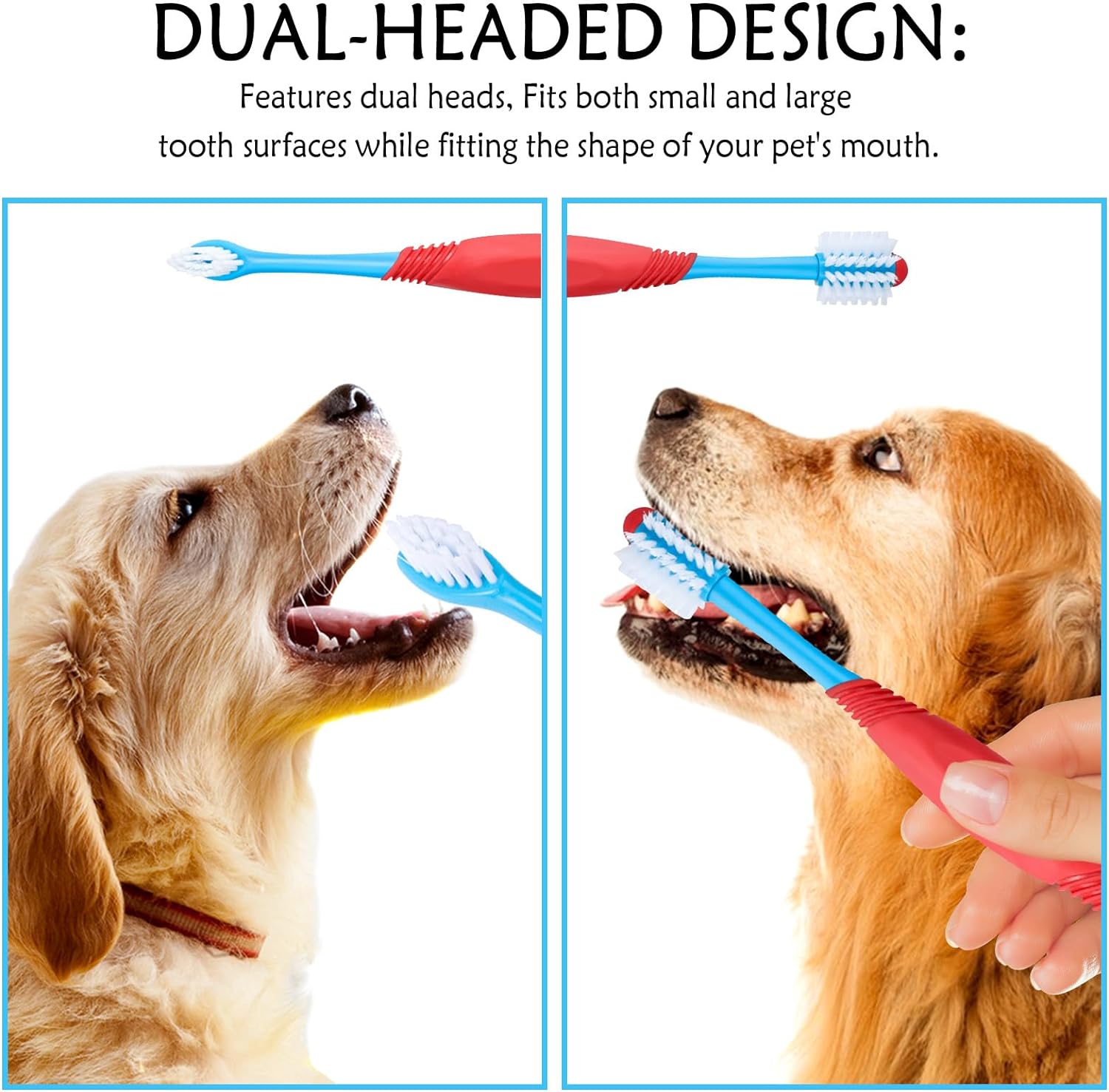 Dual-Head Dog Toothbrush – 360 Pet Teeth Cleaning Brush for Plaque Removal, Gum Care & Fresh Breath