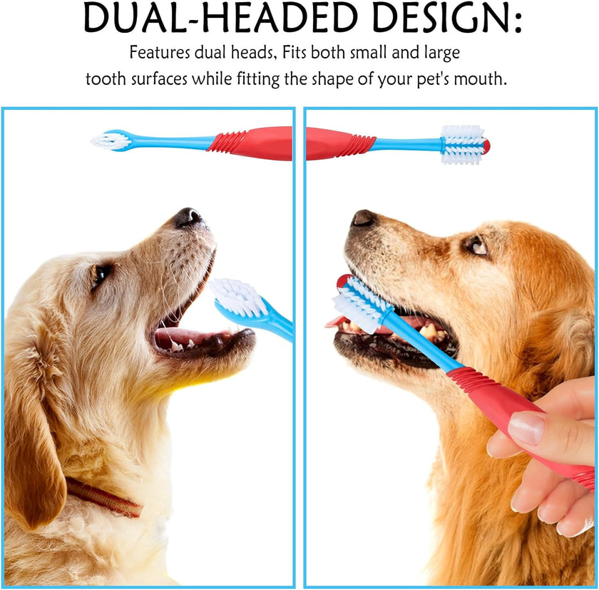 Dual-Head Dog Toothbrush – 360 Pet Teeth Cleaning Brush for Plaque Removal, Gum Care & Fresh Breath