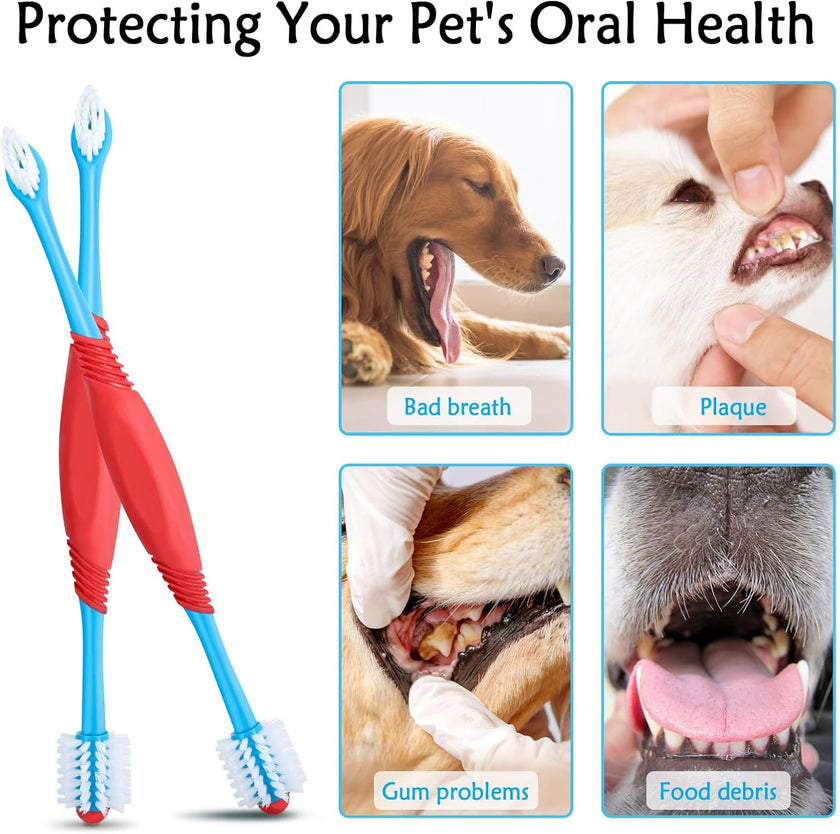 Dual-Head Dog Toothbrush – 360 Pet Teeth Cleaning Brush for Plaque Removal, Gum Care & Fresh Breath