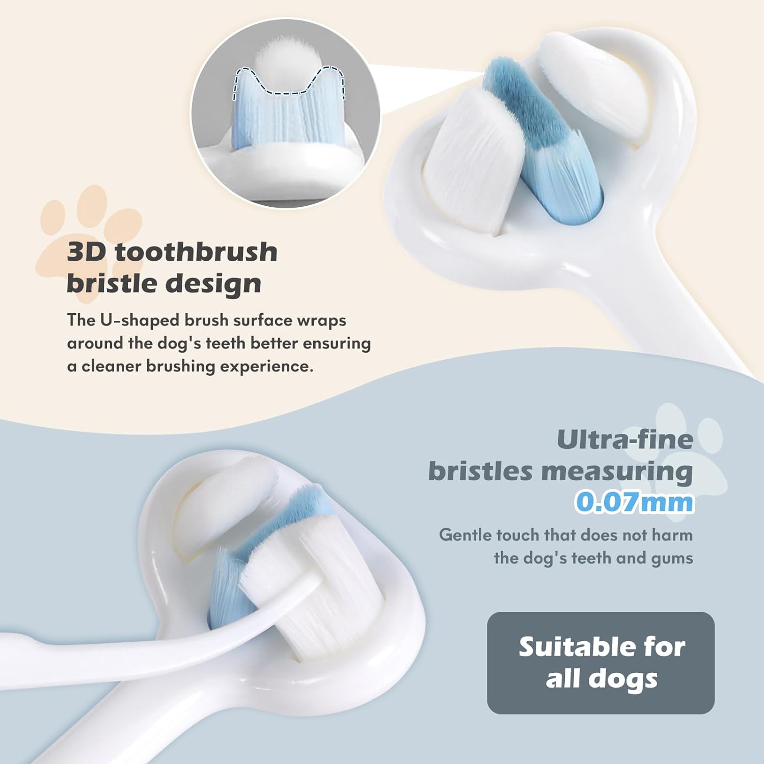 Ultra-Soft Dog Toothbrush –  Soft Bristle Pet Toothbrush for Gentle Dog Dental Care