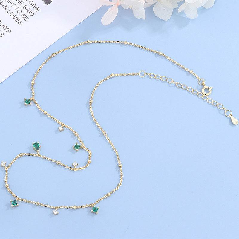 Generous water drop emerald zircon necklace