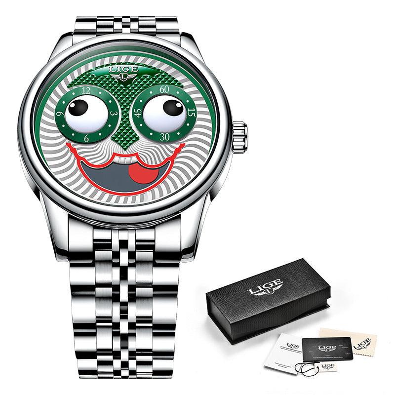 Unisex Chain Watch Mechanical Moon Phase Stainless Steel Dress Watch