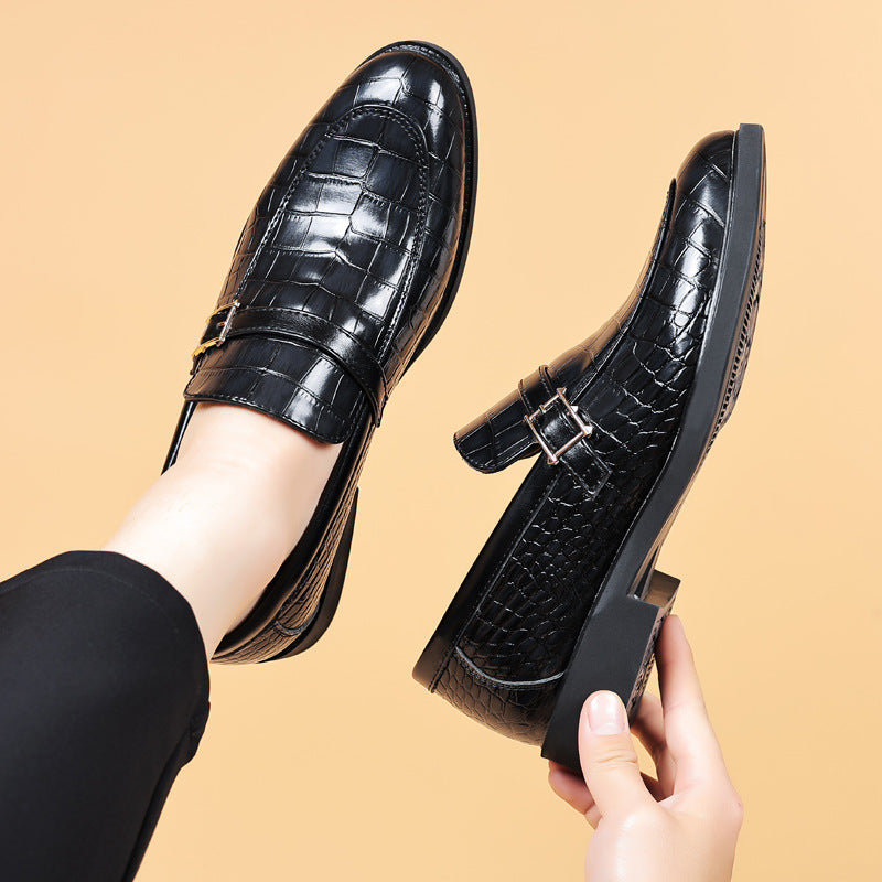 Men's Crocodile Pattern Business Dress Shoes – Height-Increasing PU Leather