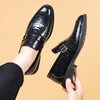 Men's Crocodile Pattern Business Dress Shoes – Height-Increasing PU Leather