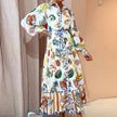 Floral Print Beach Dress – Women's Lantern Sleeve A-Line Midi Dress