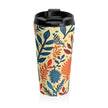 Colorful Floral Pattern Stainless Steel Travel Mug | Blue Orange Botanicals