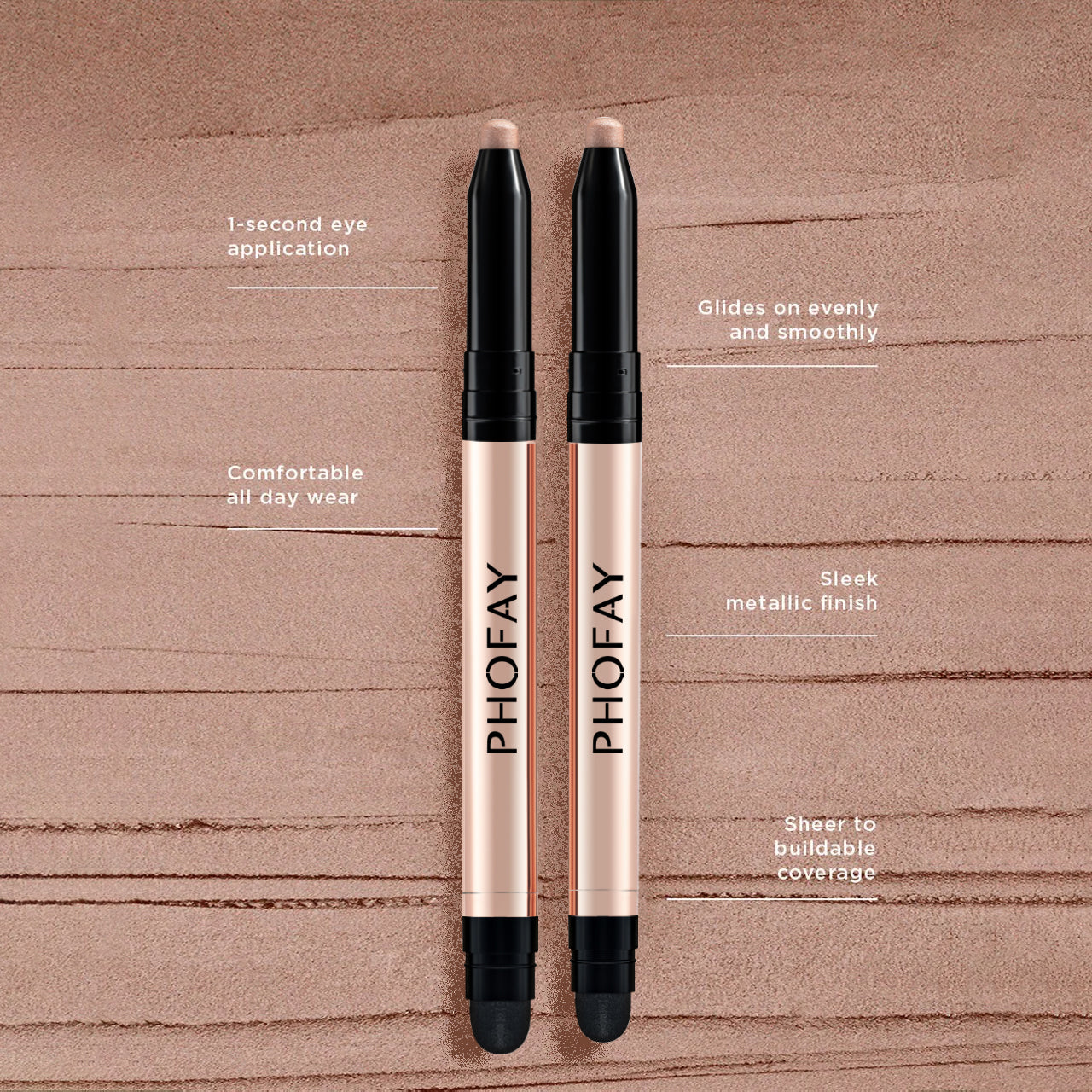 PHOFAY Eyeshadow Stick – Waterproof Blendable Colour (12 Shades)