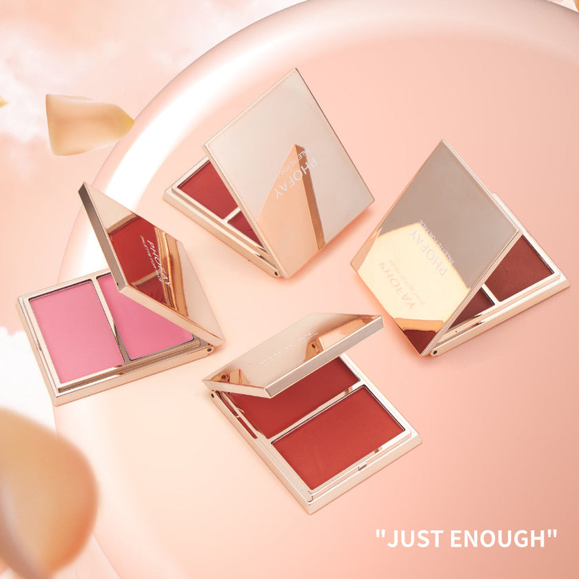 PHOFAY Double-Take Cream & Powder Blush Duo – Multi-Colour Blush & Contour Set