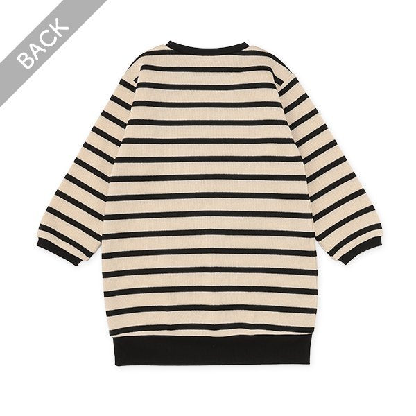 西松屋 ELFINDOLL 裏起毛ニットソーボーダー長袖ワンピース 正規品