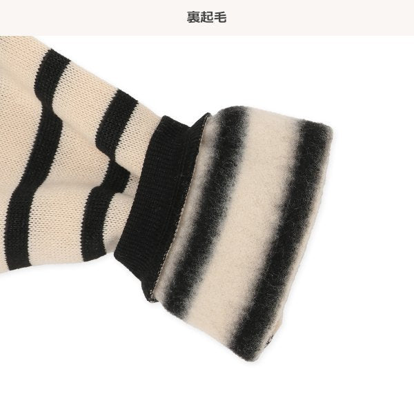 西松屋 ELFINDOLL 裏起毛ニットソーボーダー長袖ワンピース 正規品