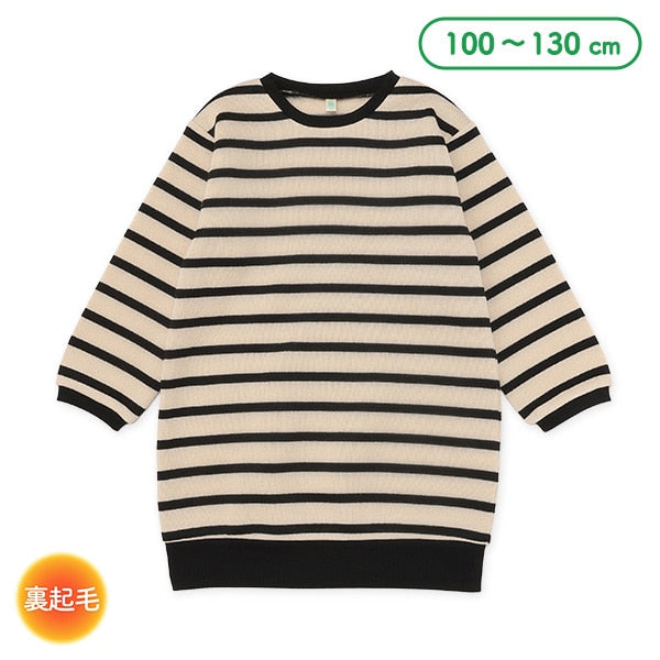 西松屋 ELFINDOLL 裏起毛ニットソーボーダー長袖ワンピース 正規品