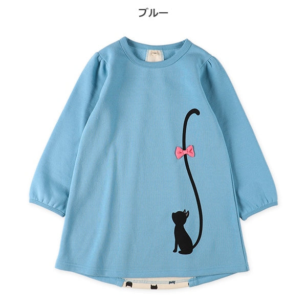 西松屋 ELFINDOLL 裏起毛ねこしっぽバックシャン長袖ワンピース 正規品