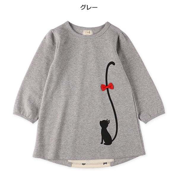 西松屋 ELFINDOLL 裏起毛ねこしっぽバックシャン長袖ワンピース 正規品