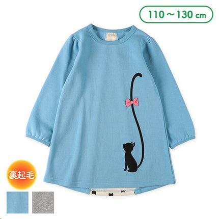 西松屋 ELFINDOLL 裏起毛ねこしっぽバックシャン長袖ワンピース 正規品