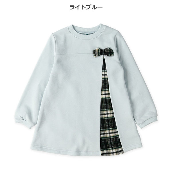 西松屋 ELFINDOLL 裏起毛チェック前切り替え長袖ワンピース 正規品