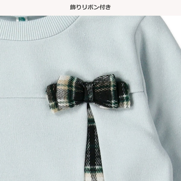 西松屋 ELFINDOLL 裏起毛チェック前切り替え長袖ワンピース 正規品