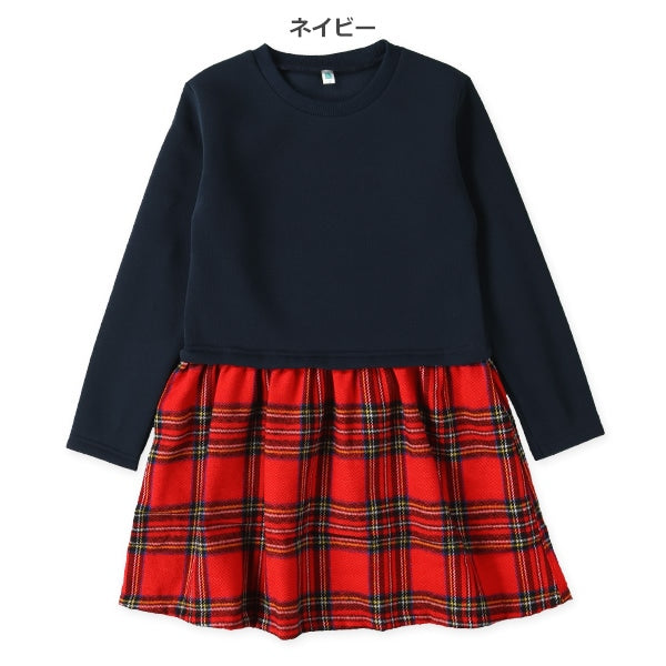 西松屋 ELFINDOLL チェック前切り替え長袖ワンピース 正規品