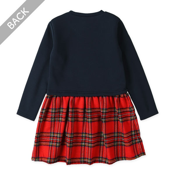 西松屋 ELFINDOLL チェック前切り替え長袖ワンピース 正規品