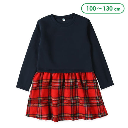 西松屋 ELFINDOLL チェック前切り替え長袖ワンピース 正規品