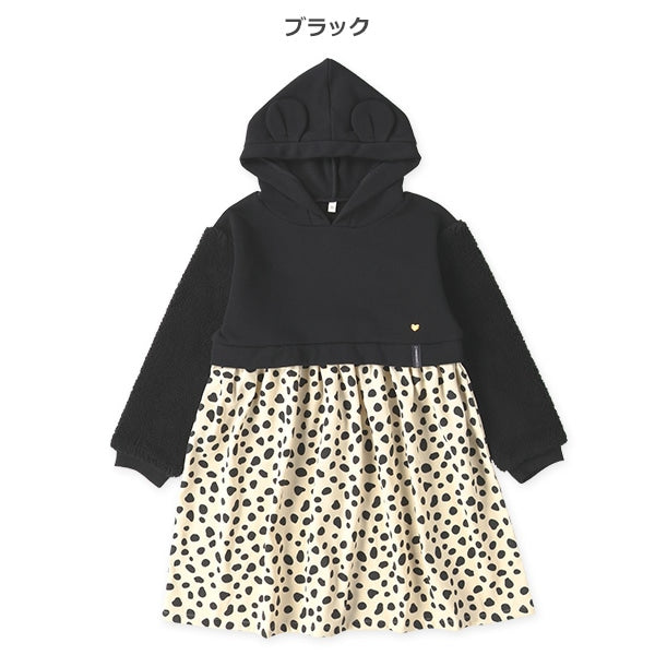 西松屋 ELFINDOLL 耳付きフード袖ボアダルメシアン切り替え長袖ワンピース 正規品