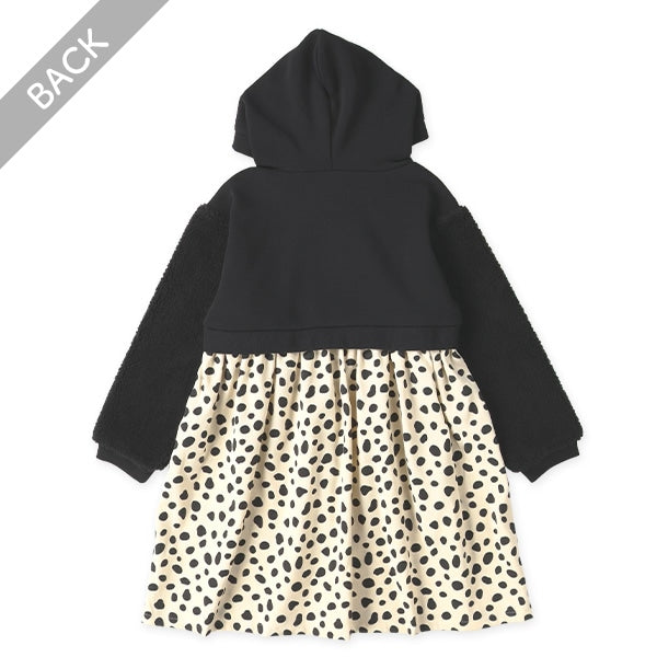 西松屋 ELFINDOLL 耳付きフード袖ボアダルメシアン切り替え長袖ワンピース 正規品