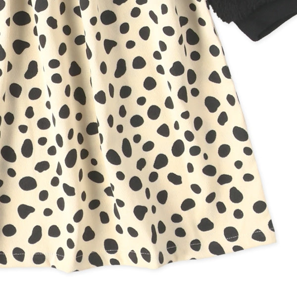 西松屋 ELFINDOLL 耳付きフード袖ボアダルメシアン切り替え長袖ワンピース 正規品