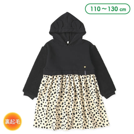 西松屋 ELFINDOLL 耳付きフード袖ボアダルメシアン切り替え長袖ワンピース 正規品