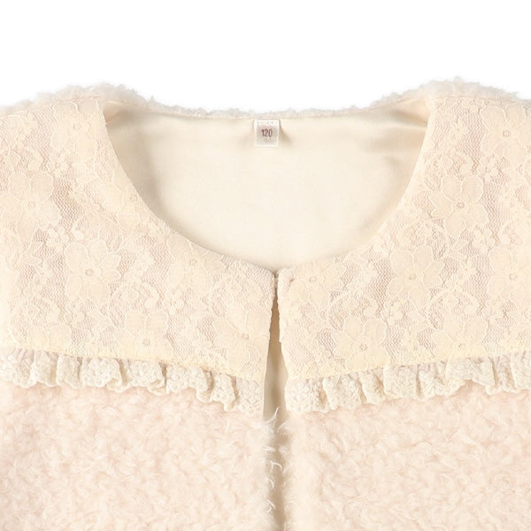 西松屋 ELFINDOLL レースボアベスト＆花総柄長袖ワンピースセット 正規品