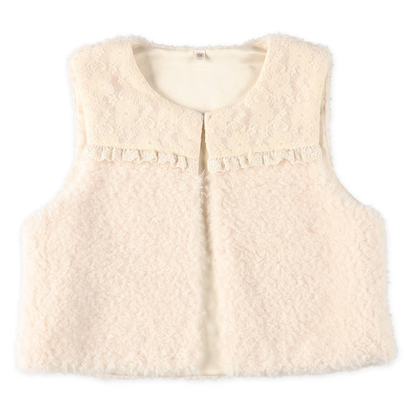 西松屋 ELFINDOLL レースボアベスト＆花総柄長袖ワンピースセット 正規品