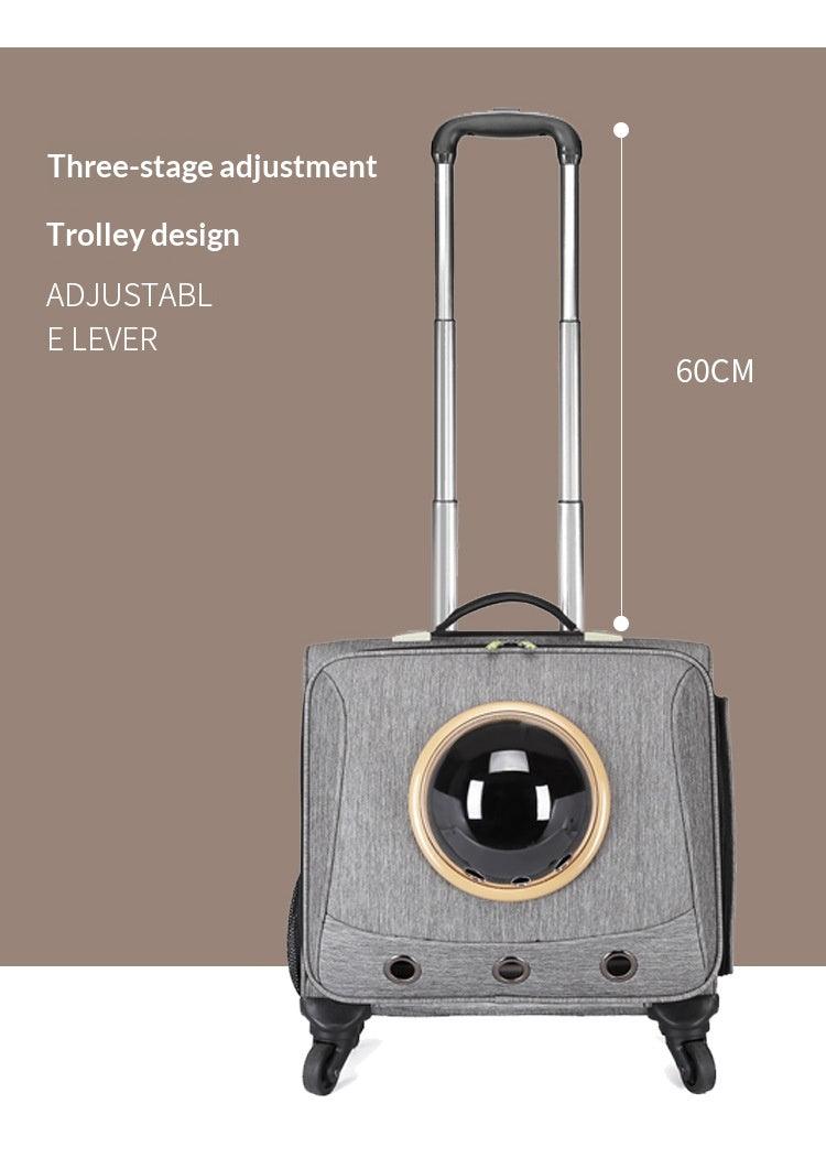 Rolling Pet Carrier Suitcase with Trolley Handle & Breathable Window