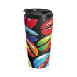 Colorful Coffee Beans Travel Mug | Vibrant Coffee Beans Pattern Stainless Steel