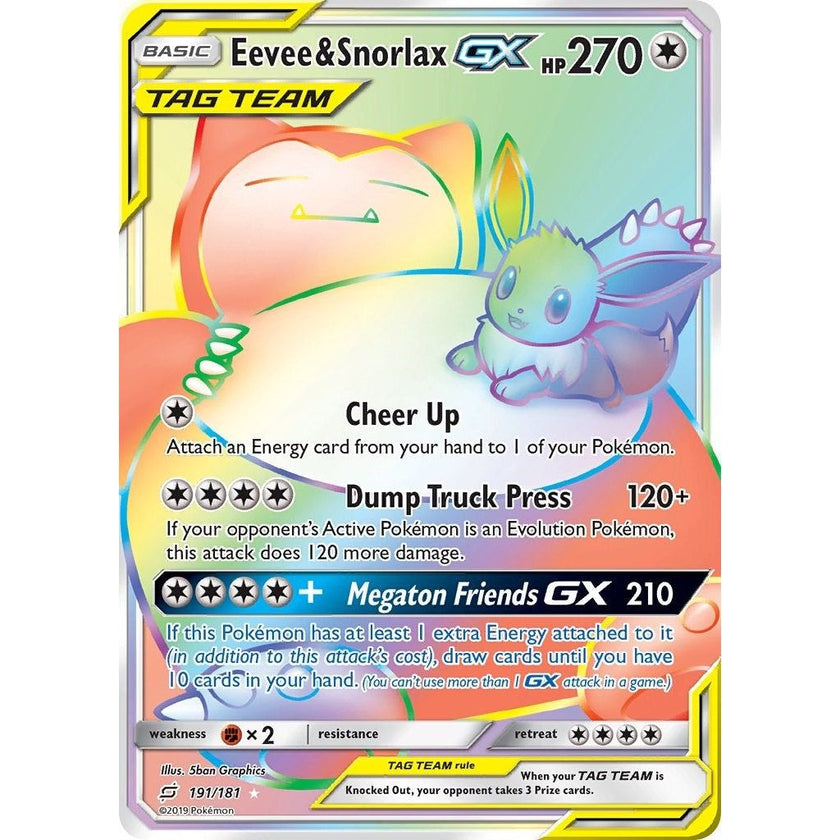 Eevee & Snorlax GX (Secret) (191/181) (SM9)