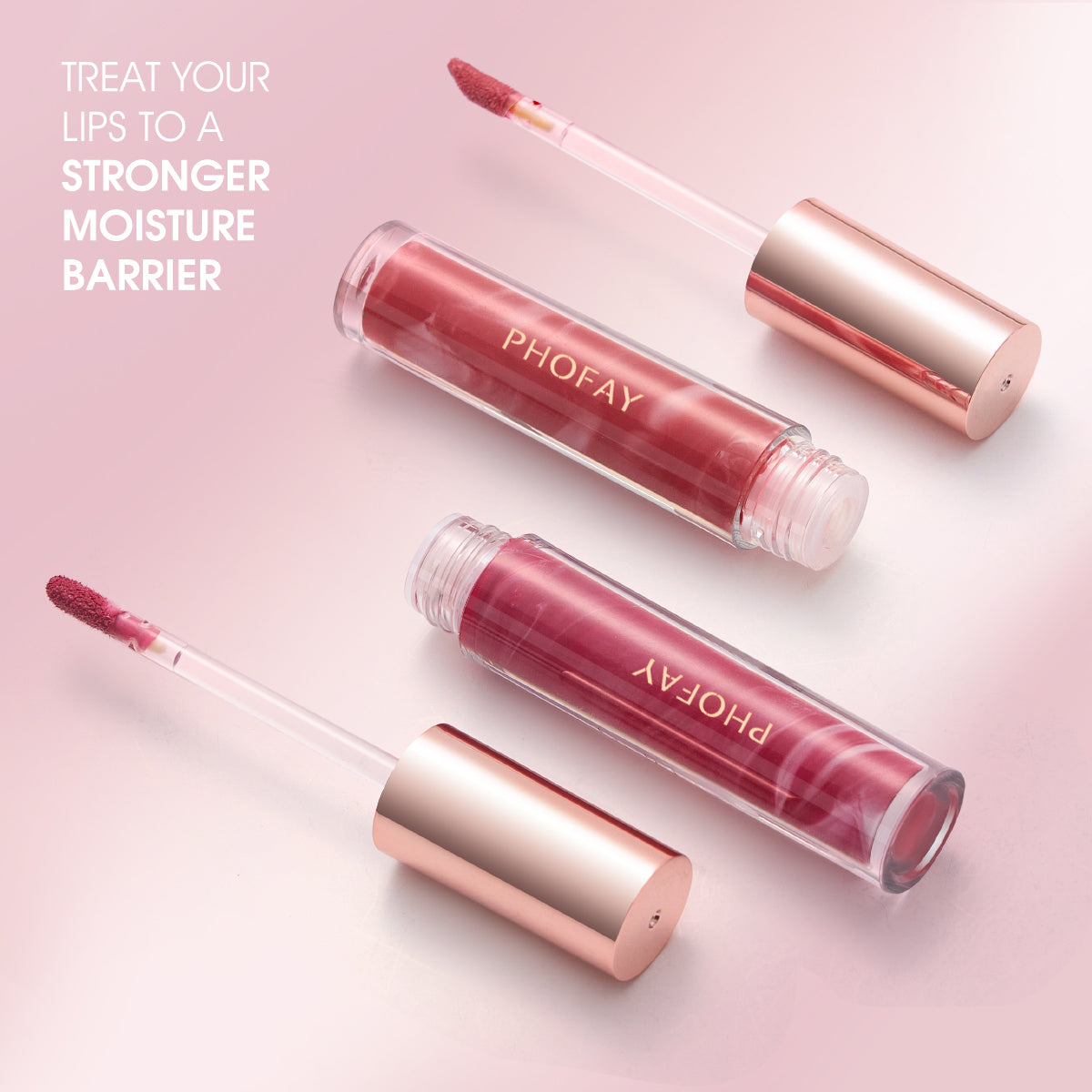 PHOFAY Rose Blooming Hydrating Lip Gloss – Moisturizing Shine, 3.8ml (6 Shades + Set)