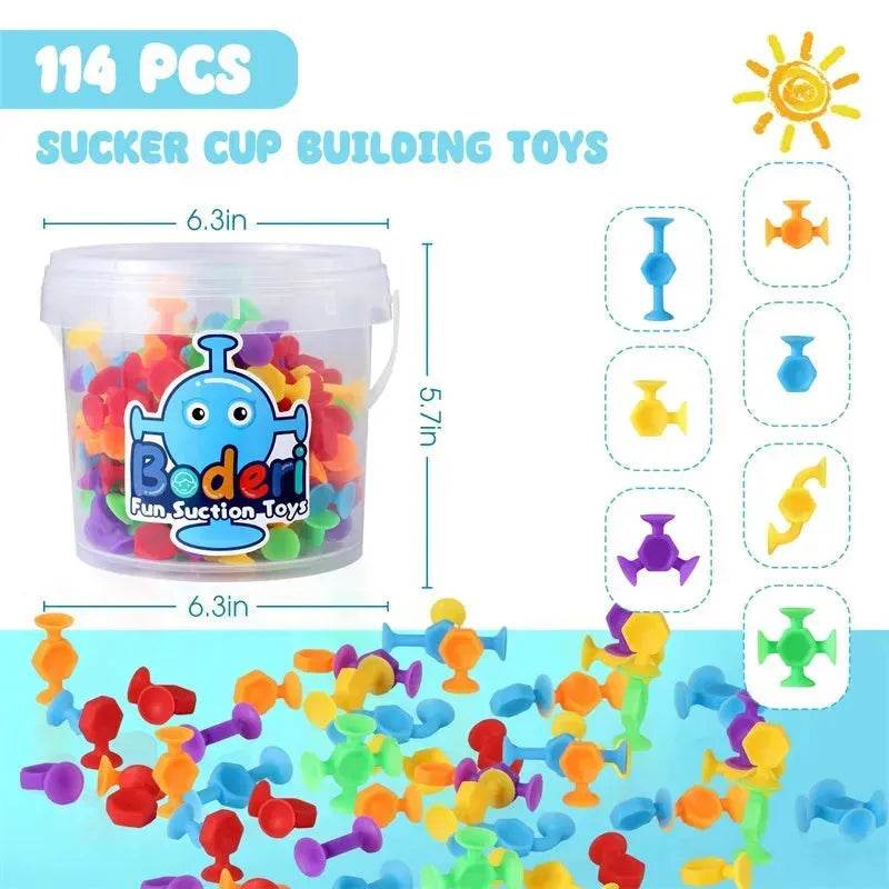 114pcs Silicone Suction cup building toys for Kids
