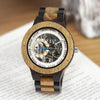 Wooden Mechanical Watch for Men – Skeleton Automatic Wristwatch (30M Waterproof)