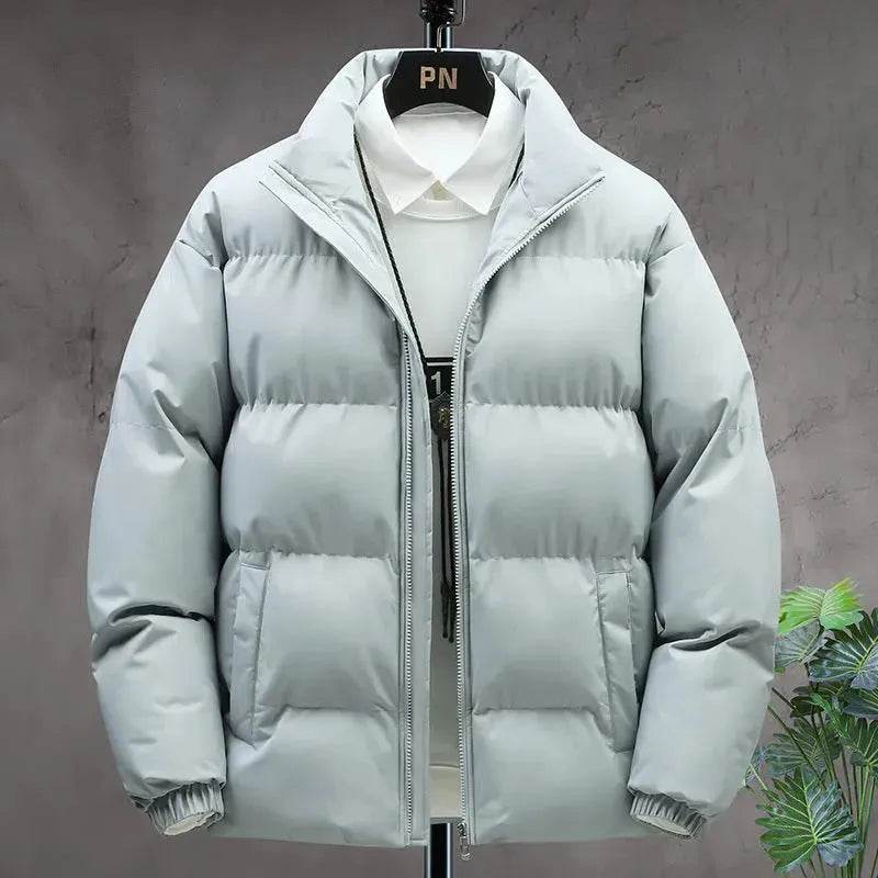 Winter Cotton padded Velvet Thick Stand Collar Rain Puffer Jacket for men